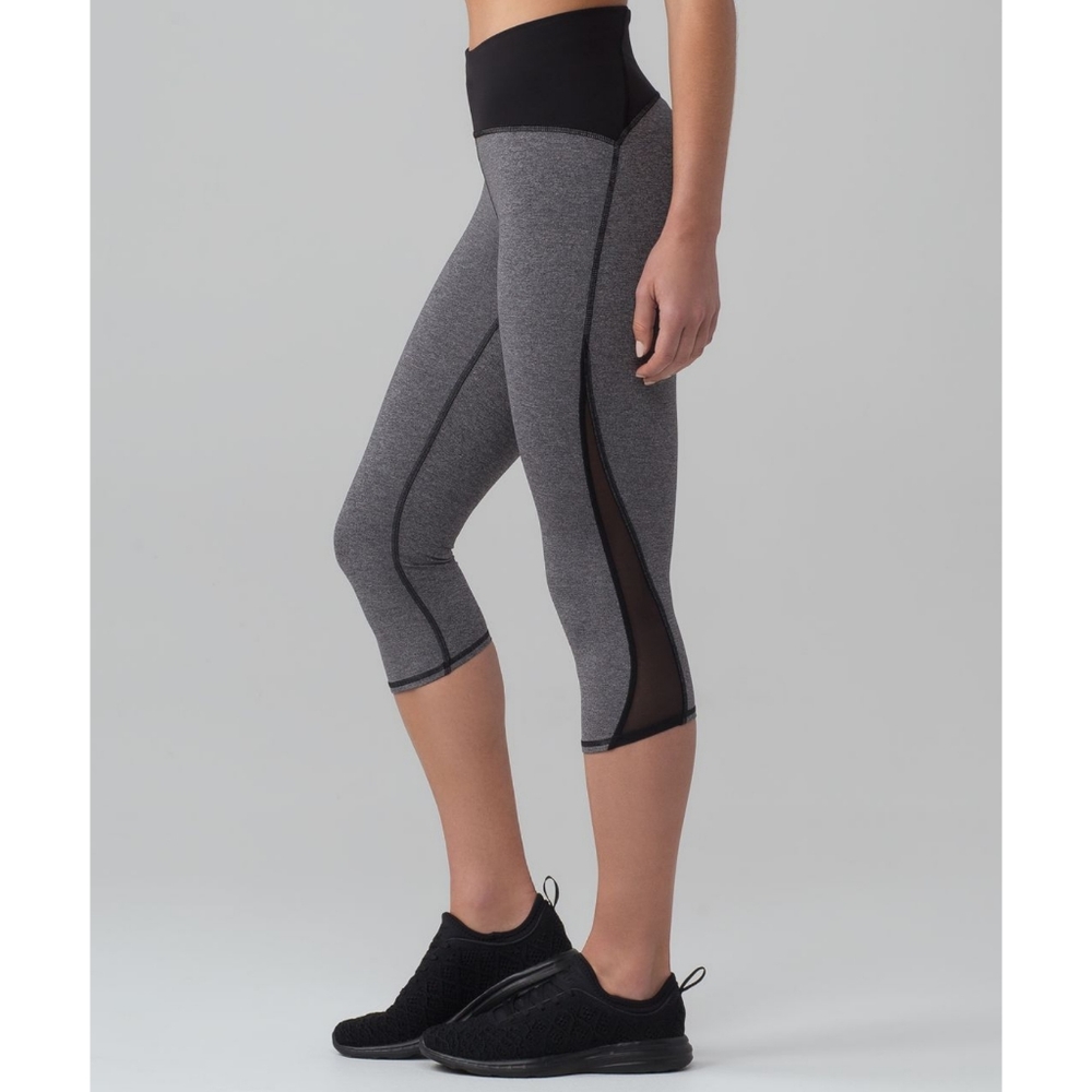 Lululemon Train Times Crop in Heathered Black